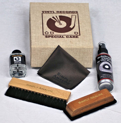Turntable Accessories Brown Simply Analog Deluxe Vinyl Cleaning Box Set
