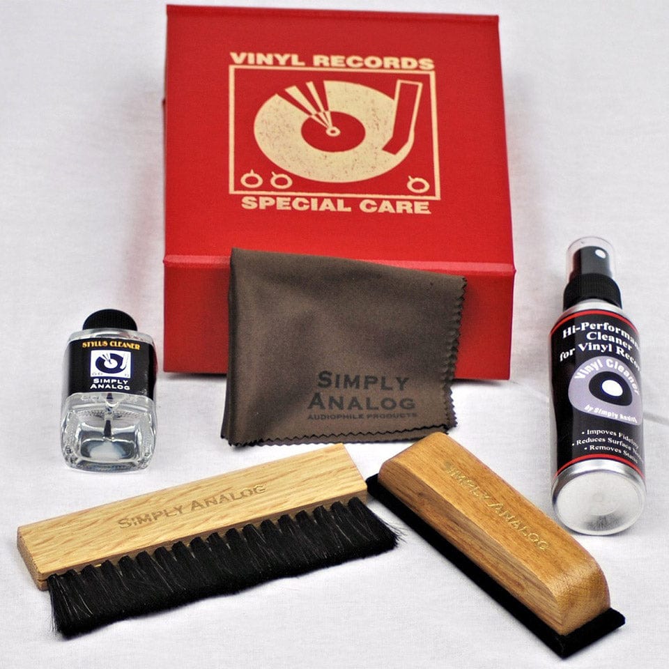 Turntable Accessories Red Simply Analog Deluxe Vinyl Cleaning Box Set