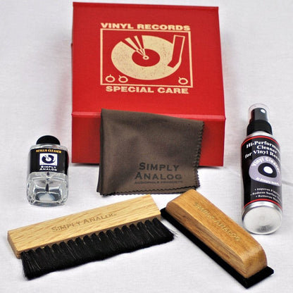Turntable Accessories Red Simply Analog Deluxe Vinyl Cleaning Box Set