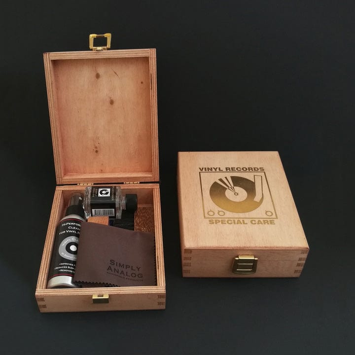 Turntable Accessories Wood Simply Analog Deluxe Vinyl Cleaning Box Set